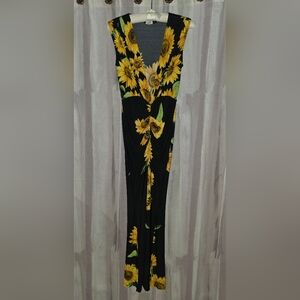 cameo Black Maxi Dress with Yellow Sunflower Print
